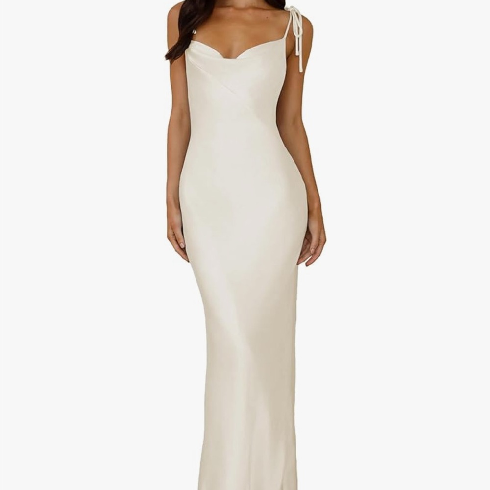 Elegant Champagne Satin Maxi Dress